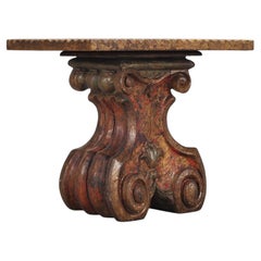 Italian Baroque Carved Gilt Fragment Pedestal Drink Table
