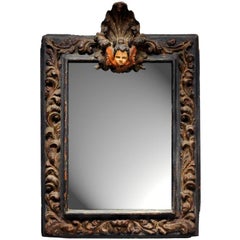 Italian Baroque Carved Mirror Surmounted with Cherub Face