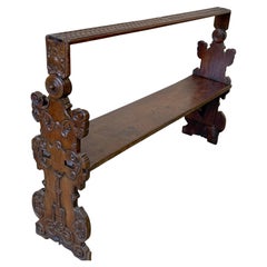 Italian Baroque Carved Walnut Revolving Hall Bench, Late 17th–Early 18th Century