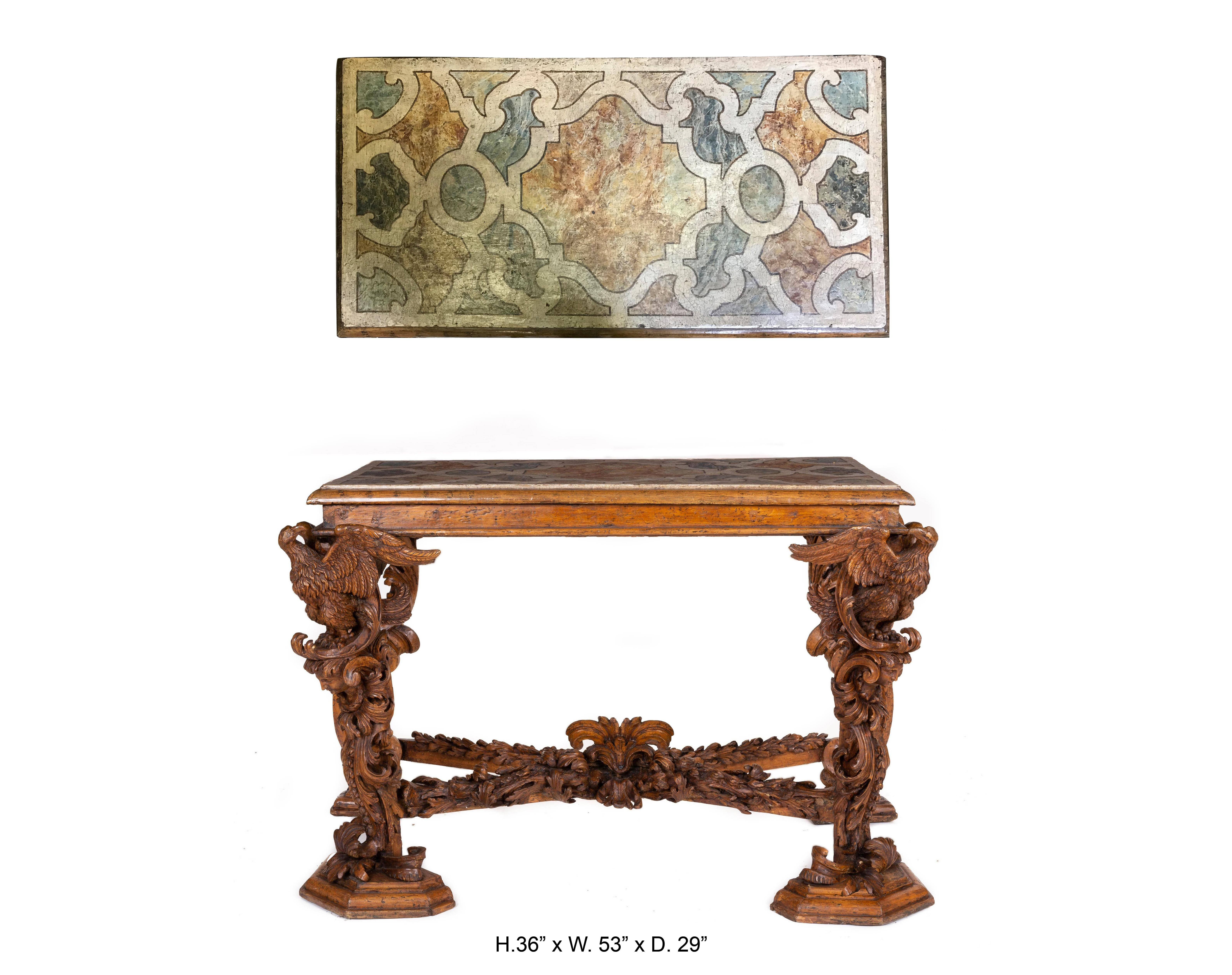 Italian Baroque Carved Walnut Side Console Table, 18th Century 4