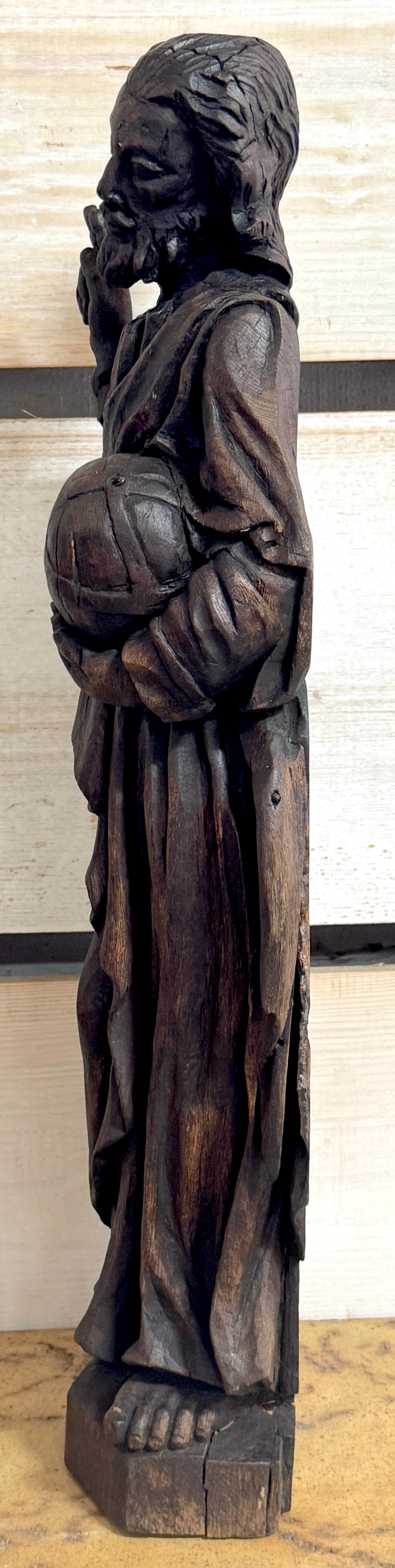 Italian Baroque Carved Walnut & Silver Halo Figure of Jesus / 'Salvator Mundi' 7