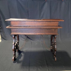 Italian Baroque Carved Walnut Writing Desk with Lyre Base