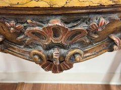 Italian Baroque Carved Wood Console Siena Marble Top Encrusted Nautilus Fossils