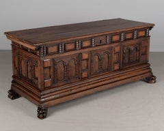 Italian Baroque Cassone Marriage Chest, Solid Walnut, Circa 1700-1730