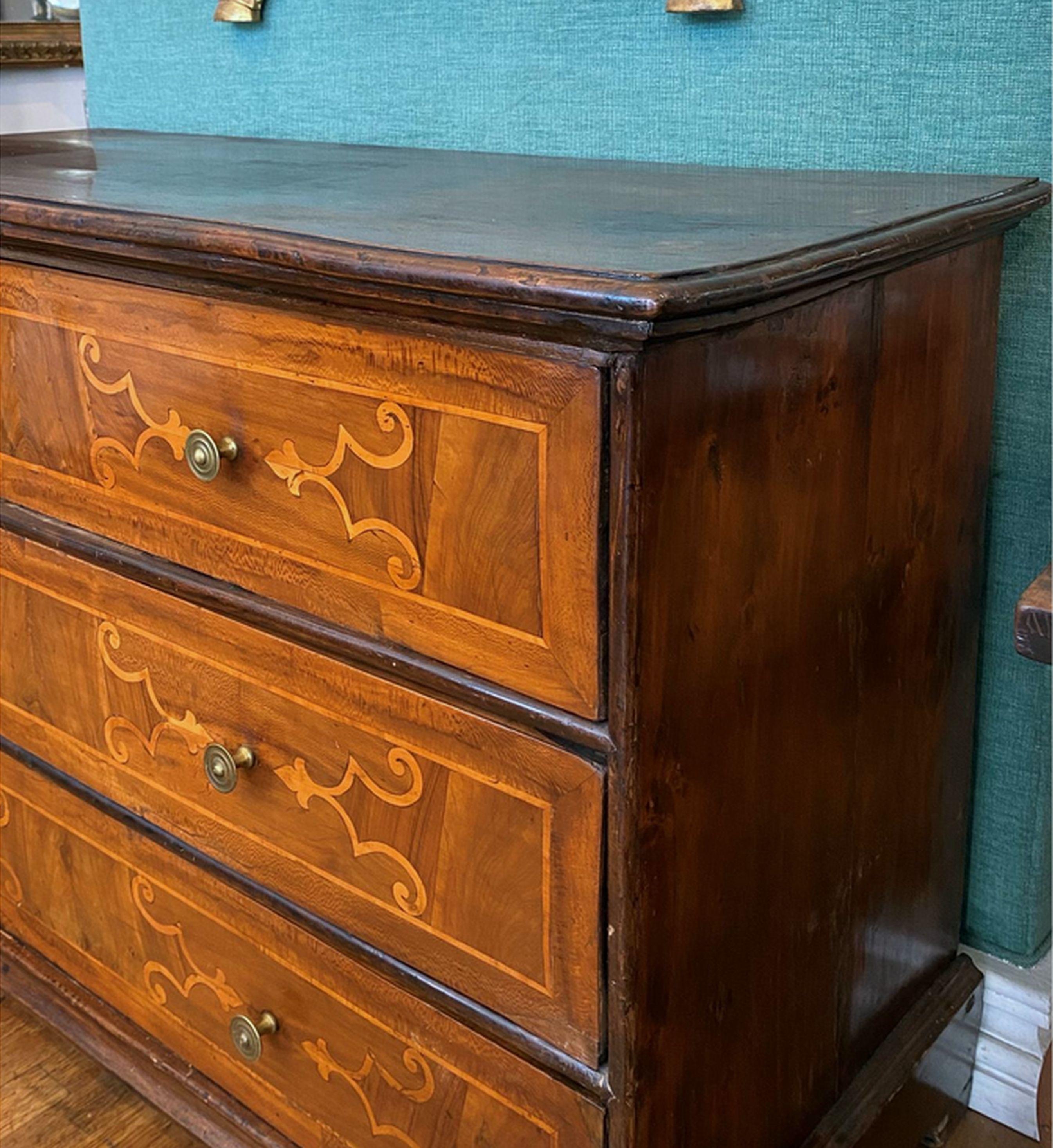 Inlay Italian Baroque Chest of Drawers , circa 1700 For Sale