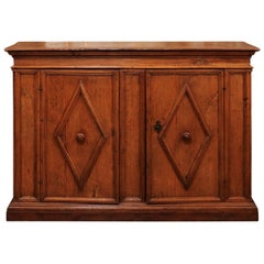 Italian Baroque Chestnut Lozenge Panel Credenza, circa 1700