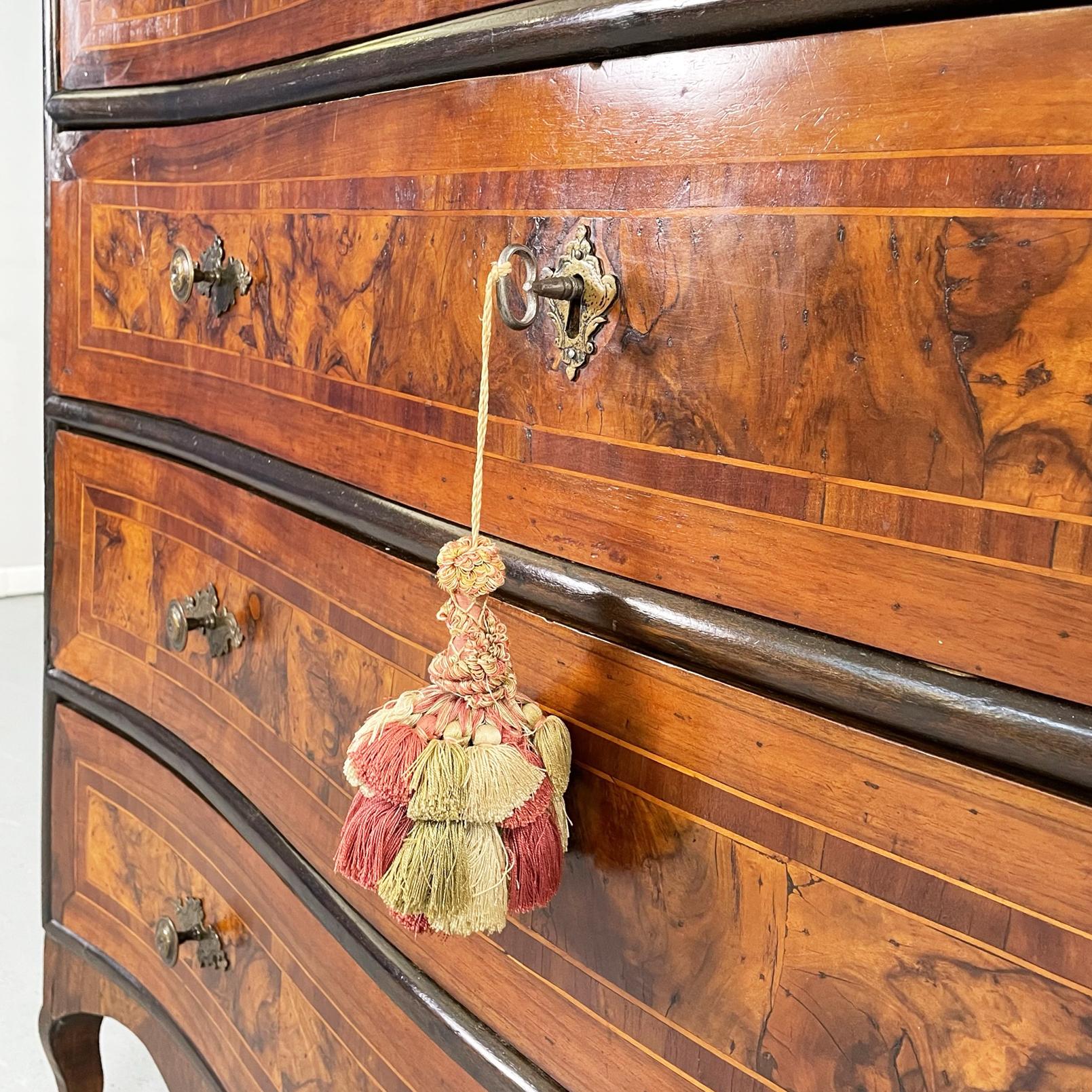 Italian baroque chests of drawers in wood and metal, 1730-1740s For Sale 8