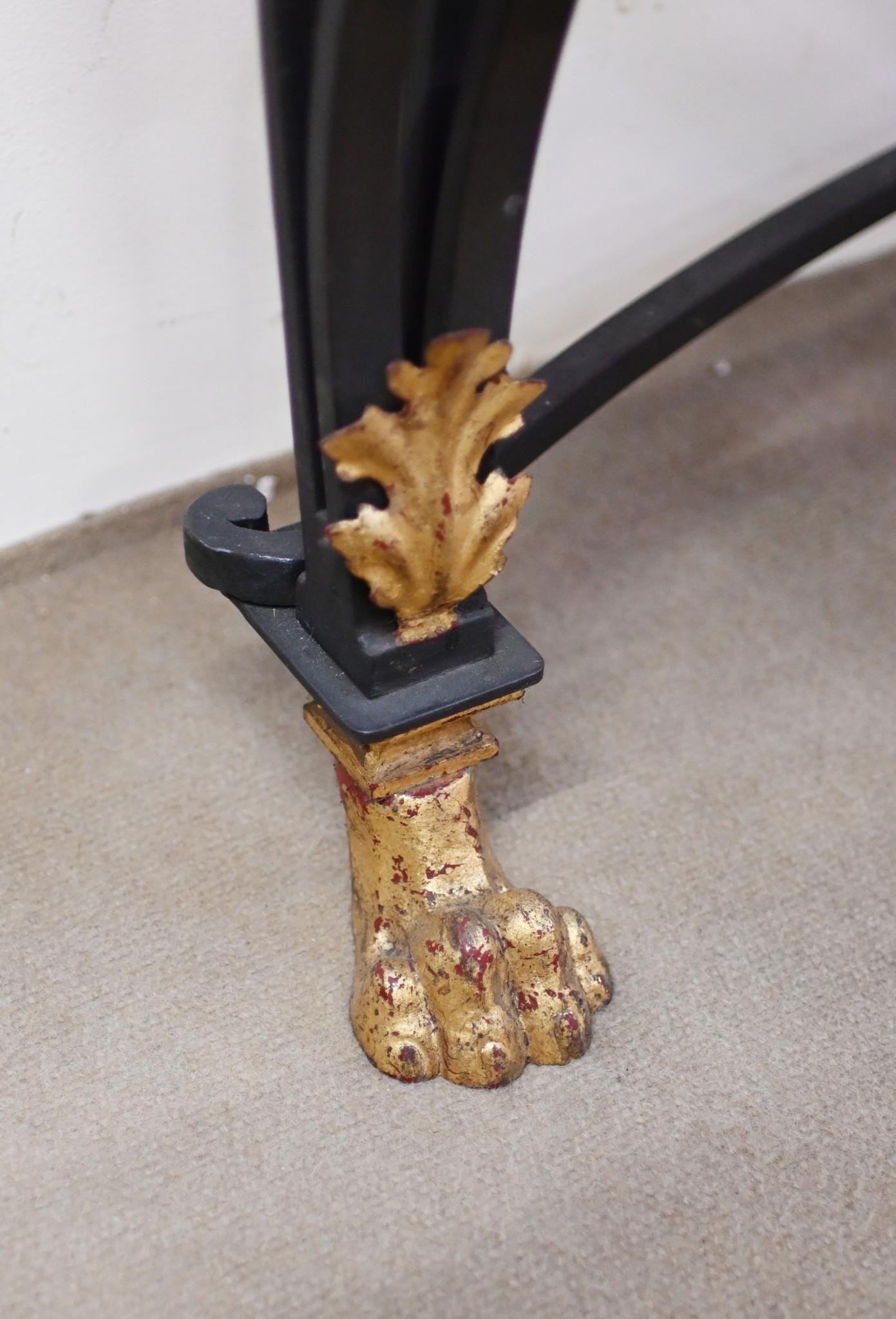 Italian Baroque Console Table Wine Server Iron Marble Top Bacchus For Sale 5