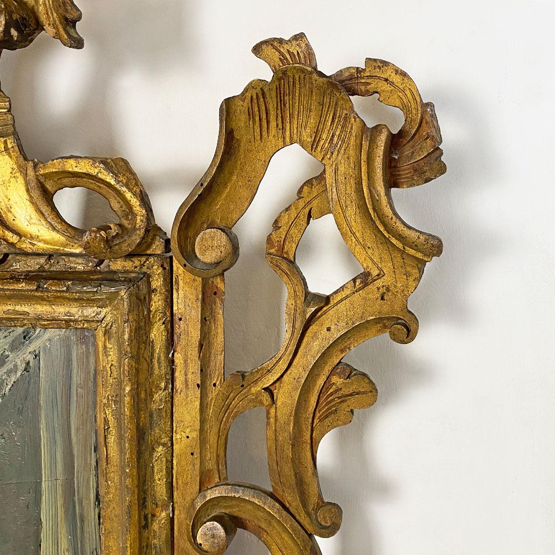 Italian Baroque Decorative Mirror, Gilt Frame and Painted, Eighteenth Century 7