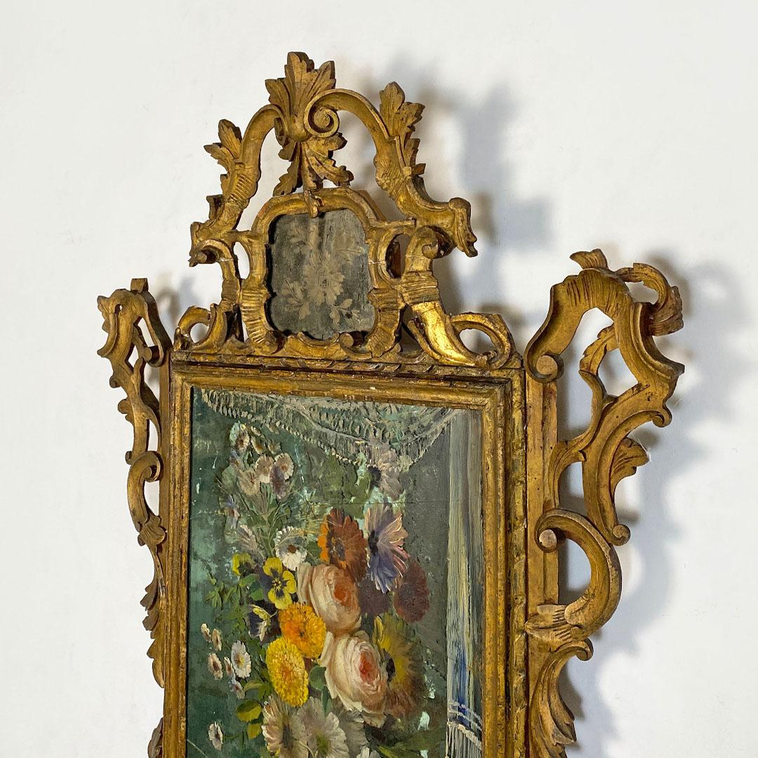 Italian Baroque Decorative Mirror, Gilt Frame and Painted, Eighteenth Century 1