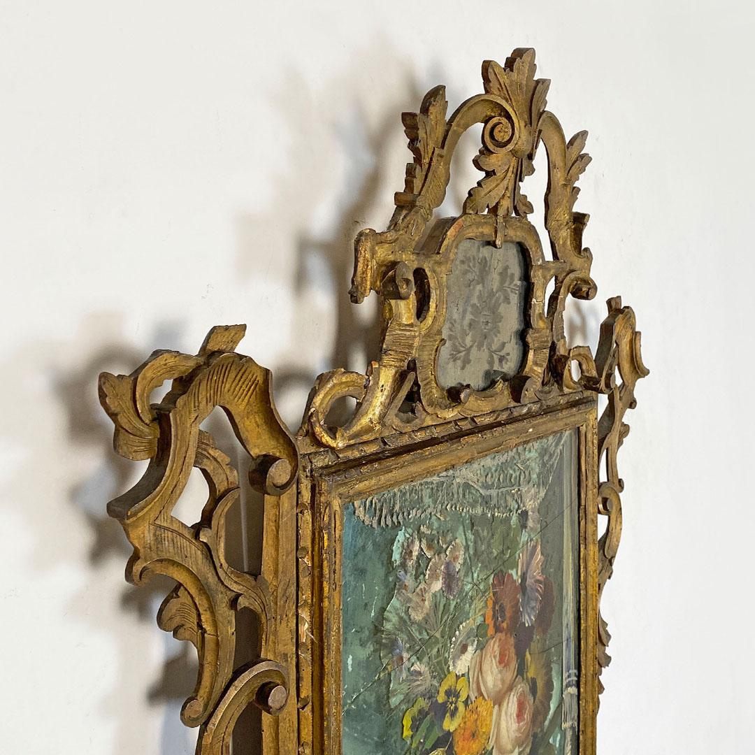 Italian Baroque Decorative Mirror, Gilt Frame and Painted, Eighteenth Century 2