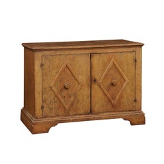 Italian Baroque Early 17th Century Painted Buffet with Carved Diamond Motifs