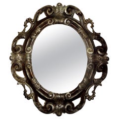 Italian Baroque Ebonized and Silver Gilt Mirror-Dorothy Draper Style