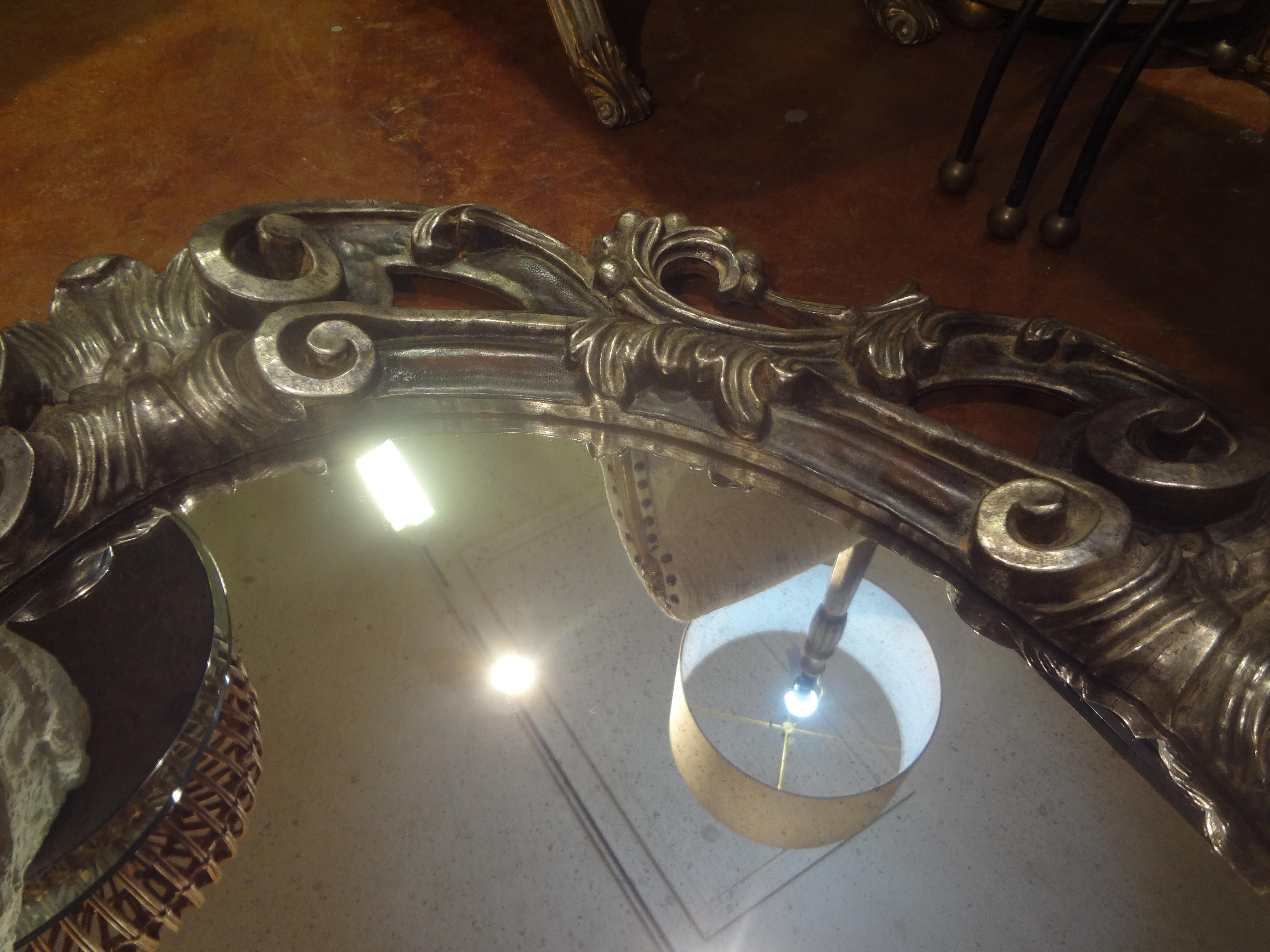Italian Baroque Ebonized and Silver Gilt Mirror-Dorothy Draper Style 6