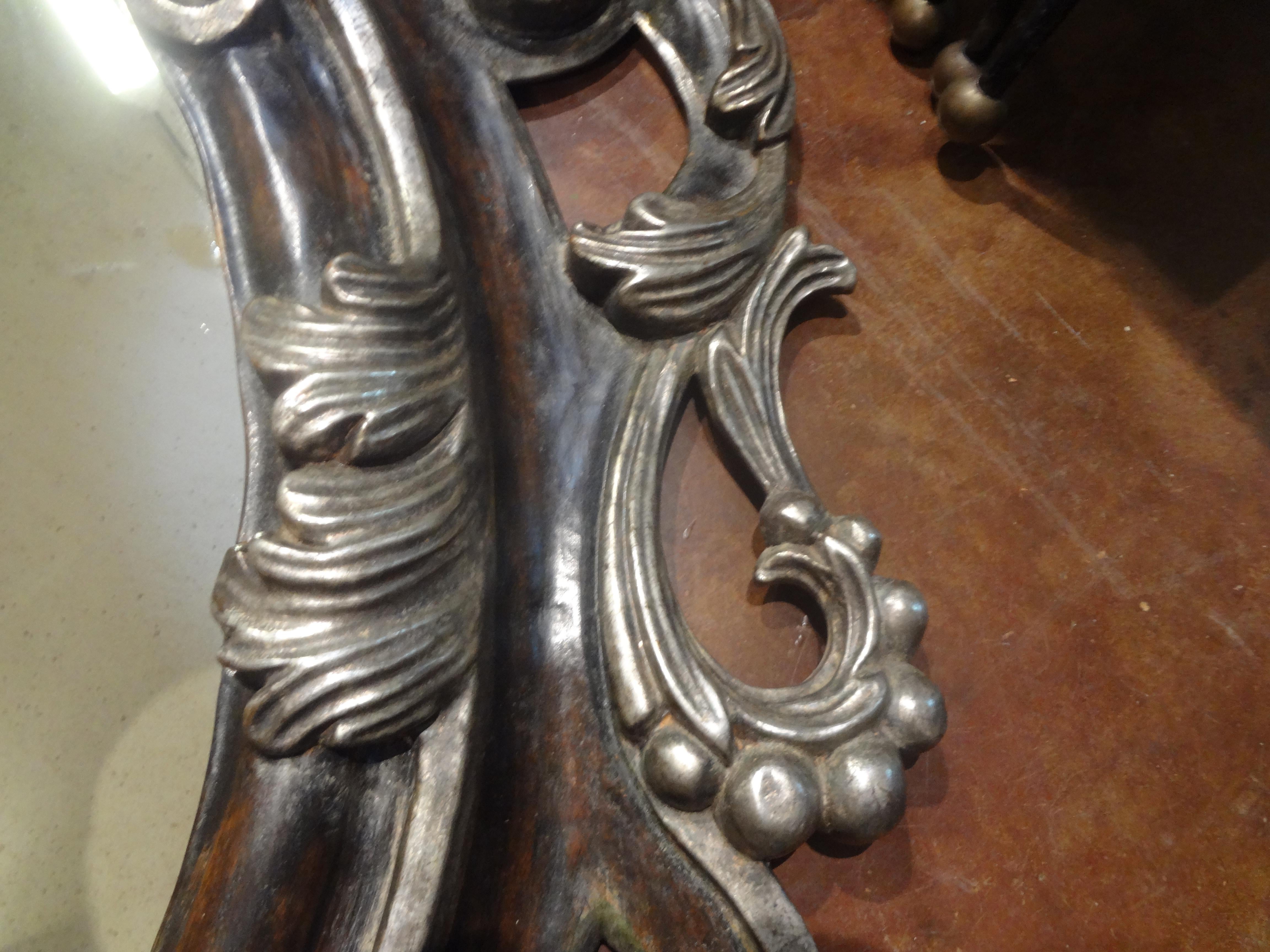 Italian Baroque Ebonized and Silver Gilt Mirror-Dorothy Draper Style 7