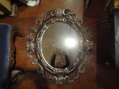 Italian Baroque Ebonized and Silver Gilt Mirror-Dorothy Draper Style