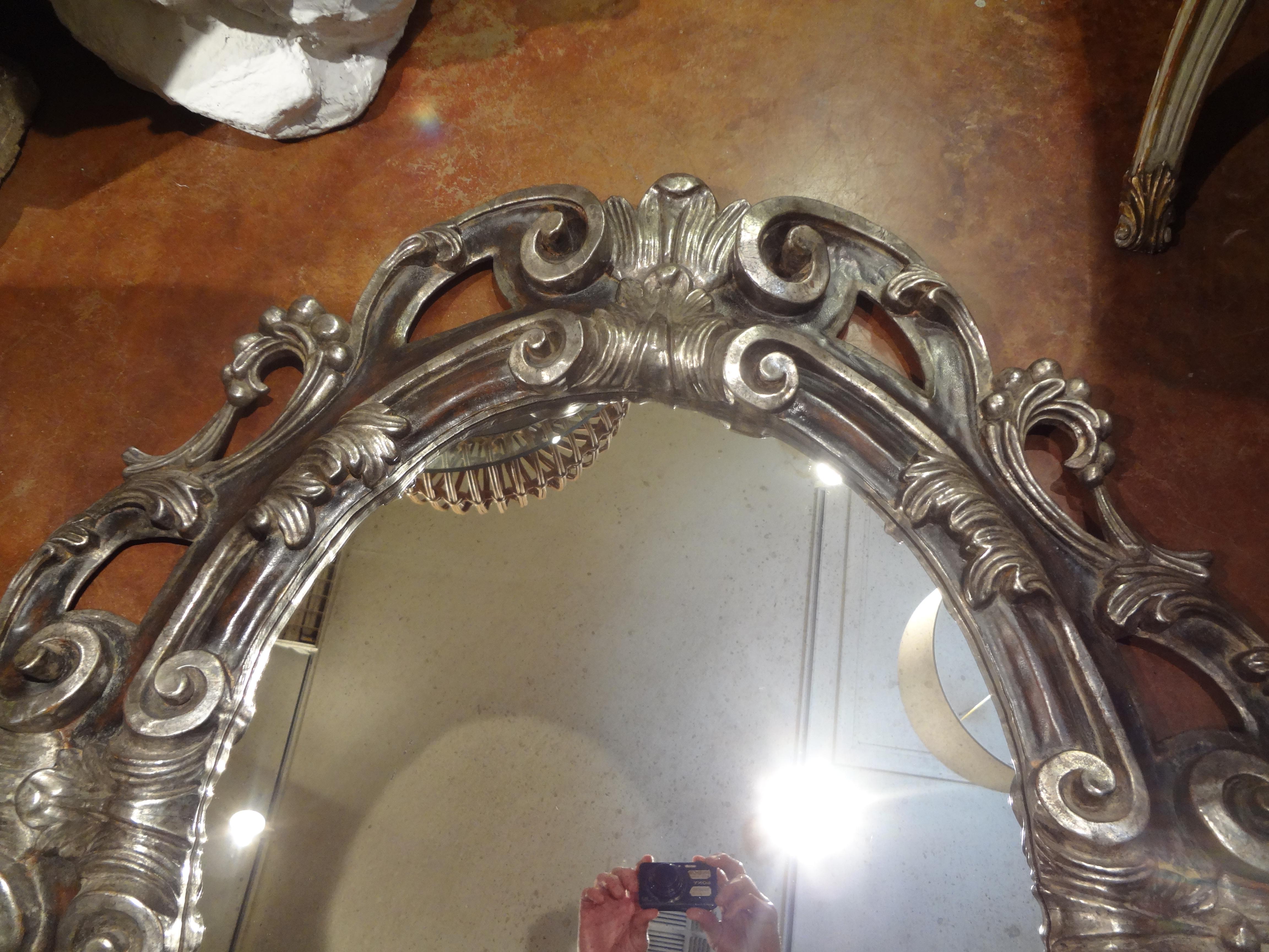 Italian Baroque Ebonized and Silver Gilt Mirror-Dorothy Draper Style 2