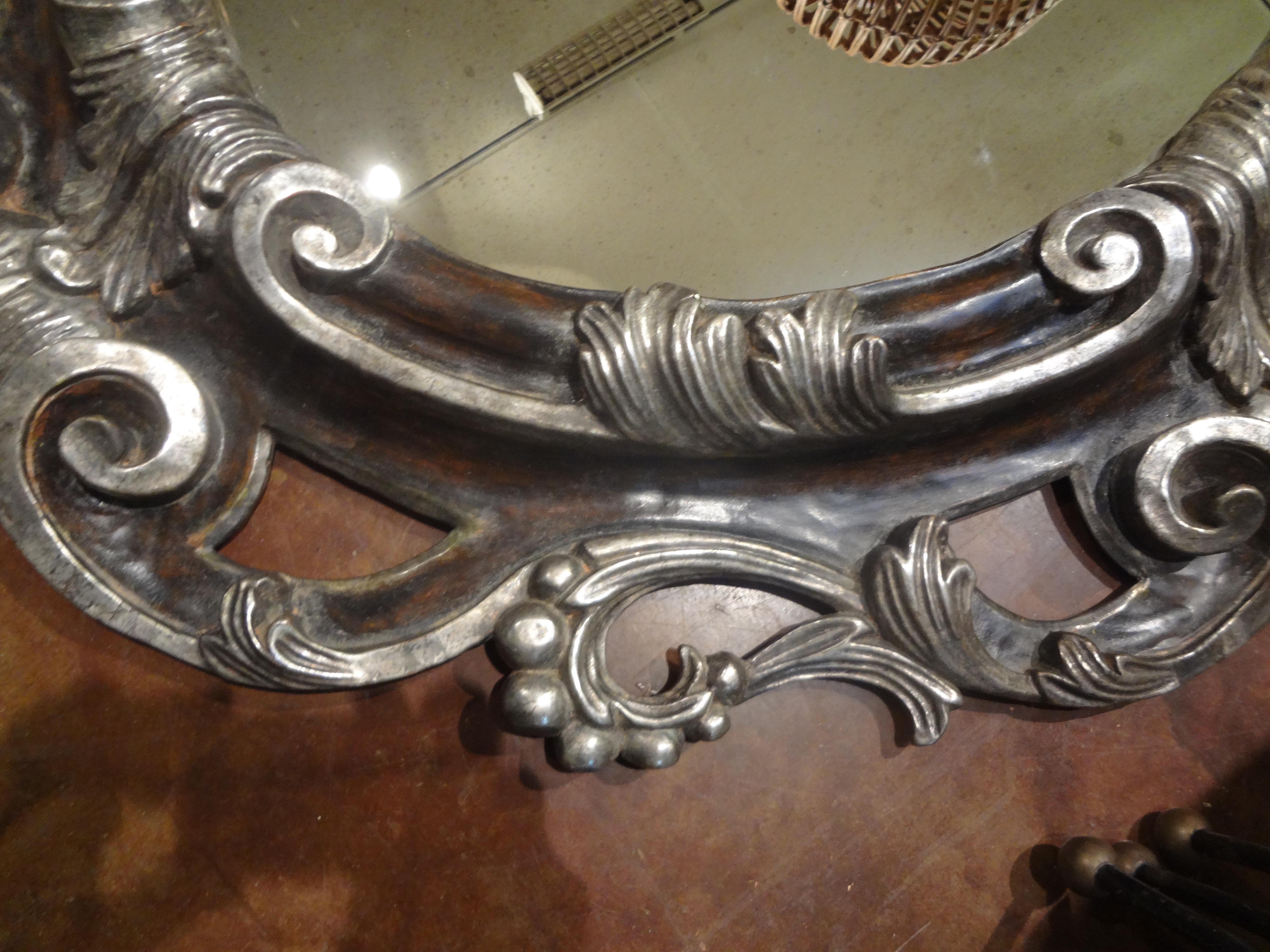 Italian Baroque Ebonized and Silver Gilt Mirror-Dorothy Draper Style 3