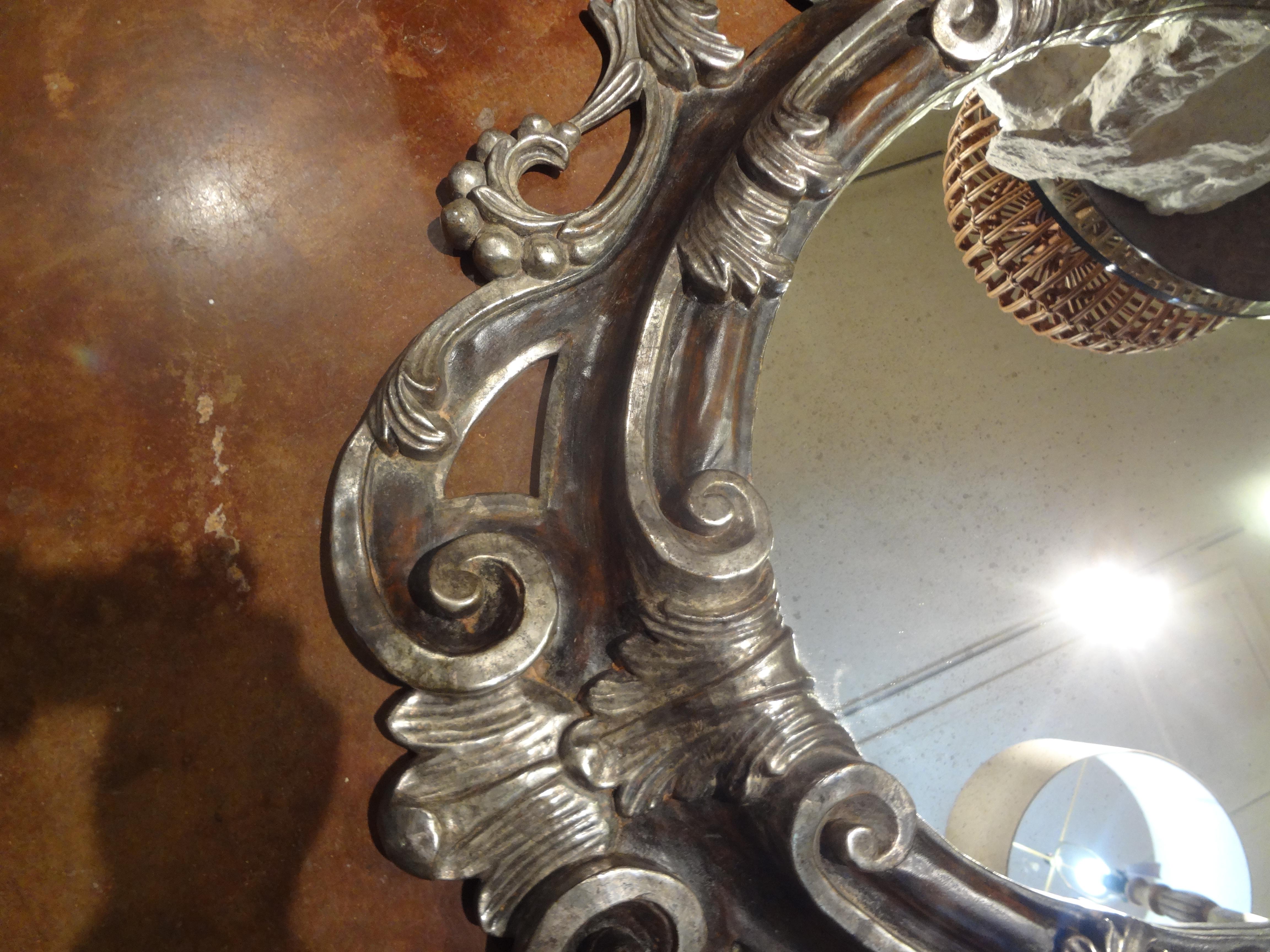 Italian Baroque Ebonized and Silver Gilt Mirror-Dorothy Draper Style 4