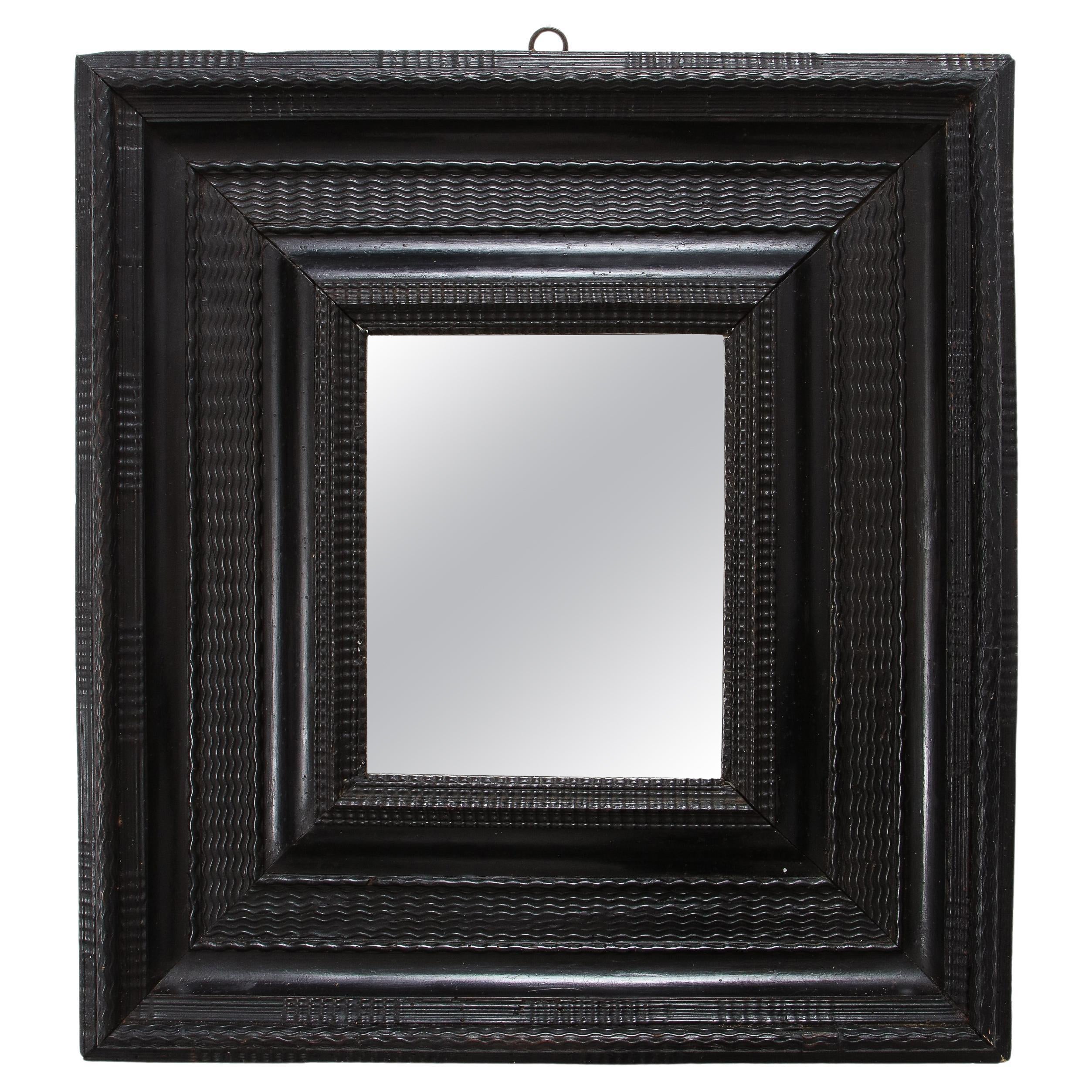 Italian Baroque Ebonized Frame Mirror with Mercury Glass, 1680-1700