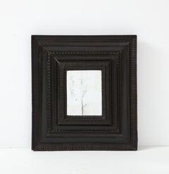 Italian Baroque Ebonized Walnut Guilloché Frame, Inset with Old Mercury Glass