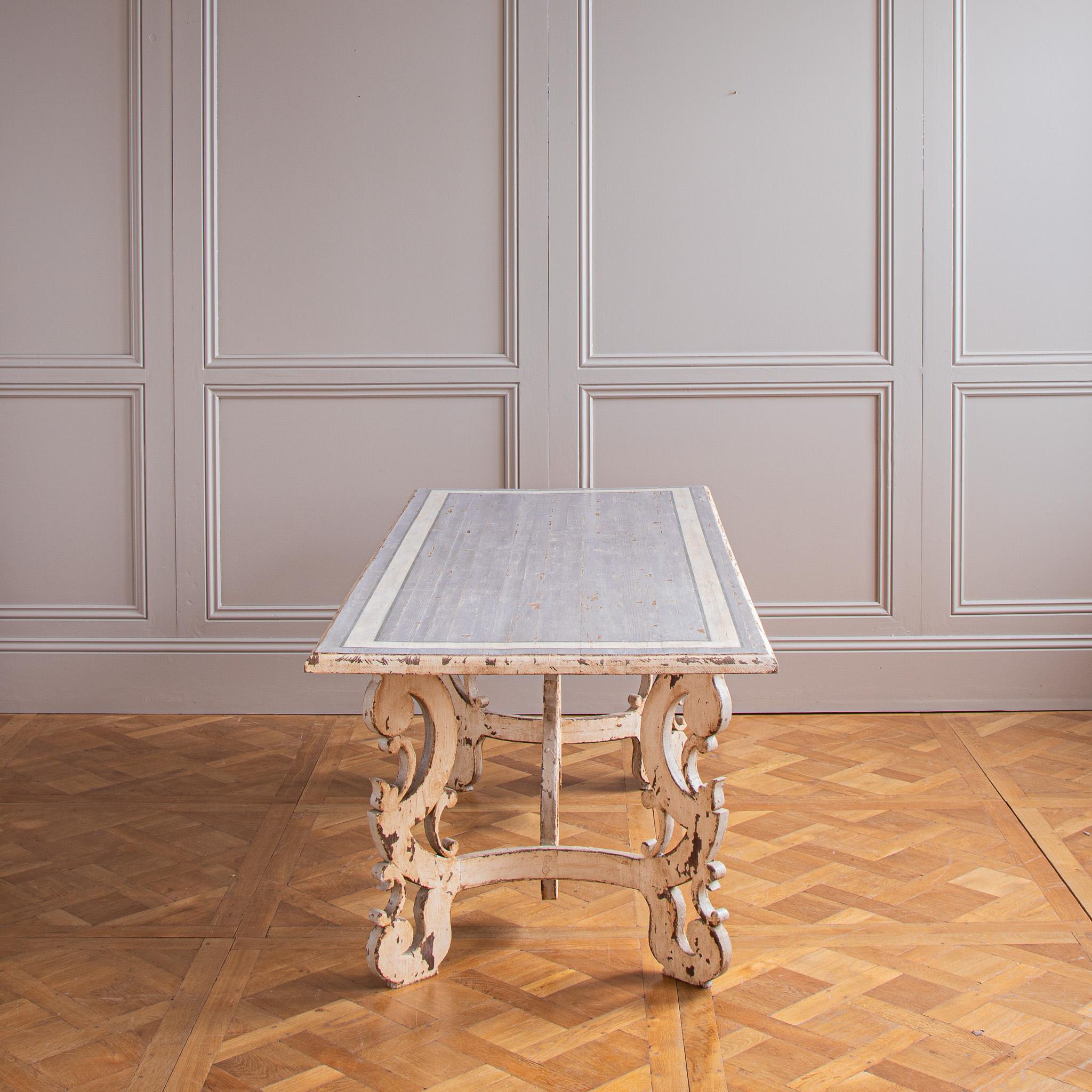 Wood Italian Baroque Farmhouse Dining Table For Sale