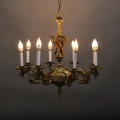 Italian Baroque Figural Bronze Electrified Gas Dragons and Satyr Chandelier