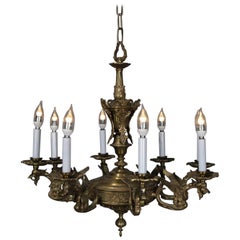 Italian Baroque Figural Bronze Electrified Gas Dragons and Satyr Chandelier