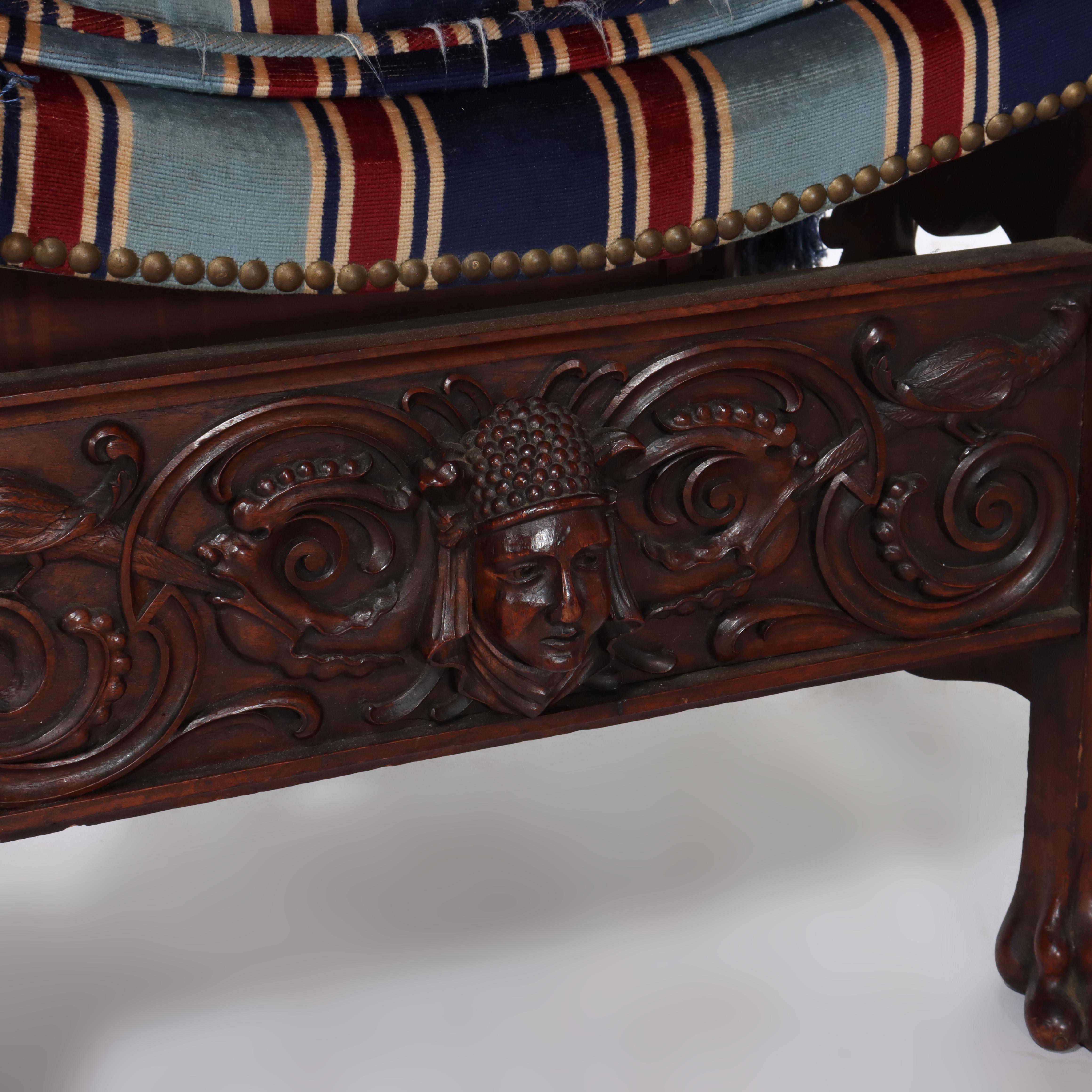 Italian Baroque Figural Carved Walnut Throne Chair C1890 For Sale 6