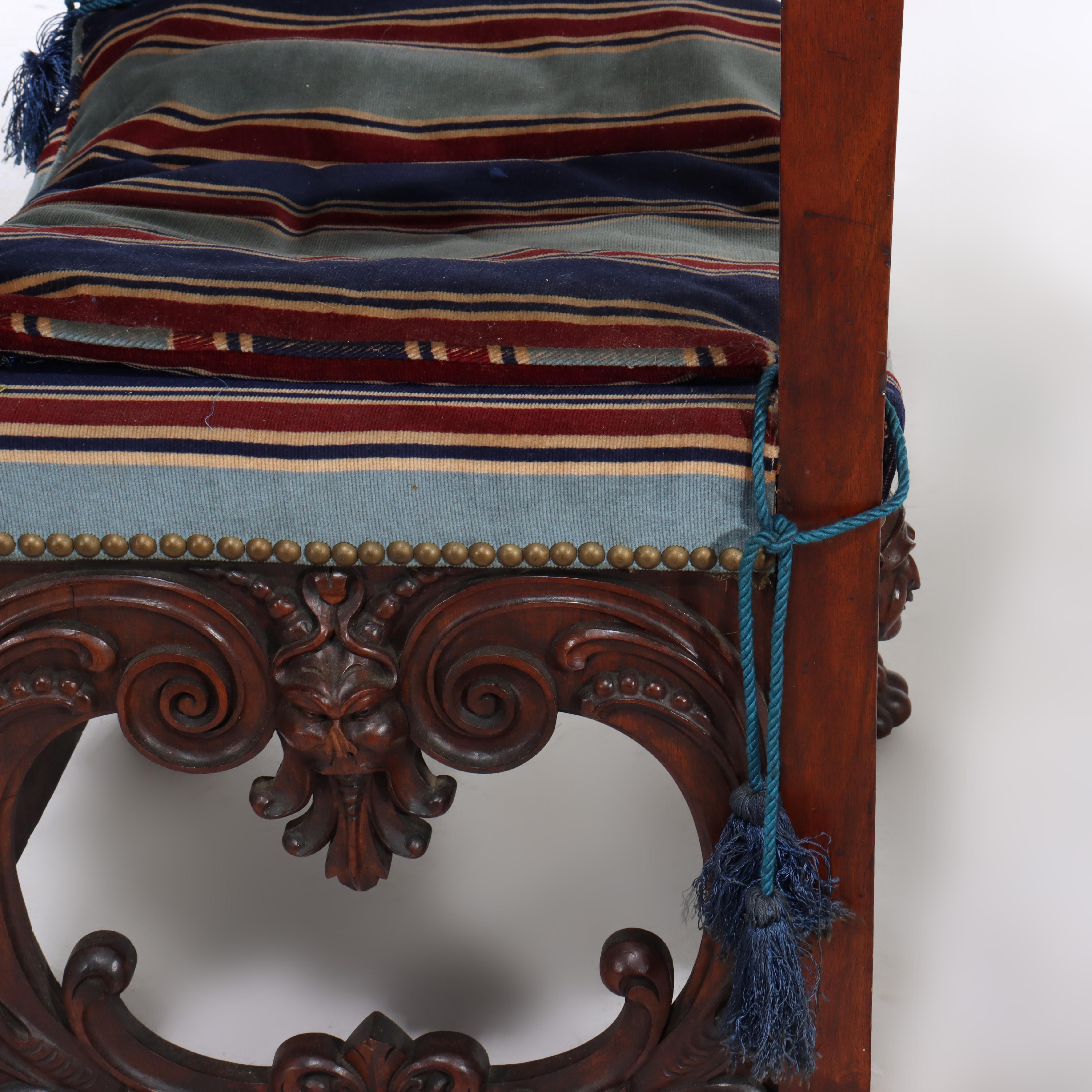 Italian Baroque Figural Carved Walnut Throne Chair C1890 For Sale 13