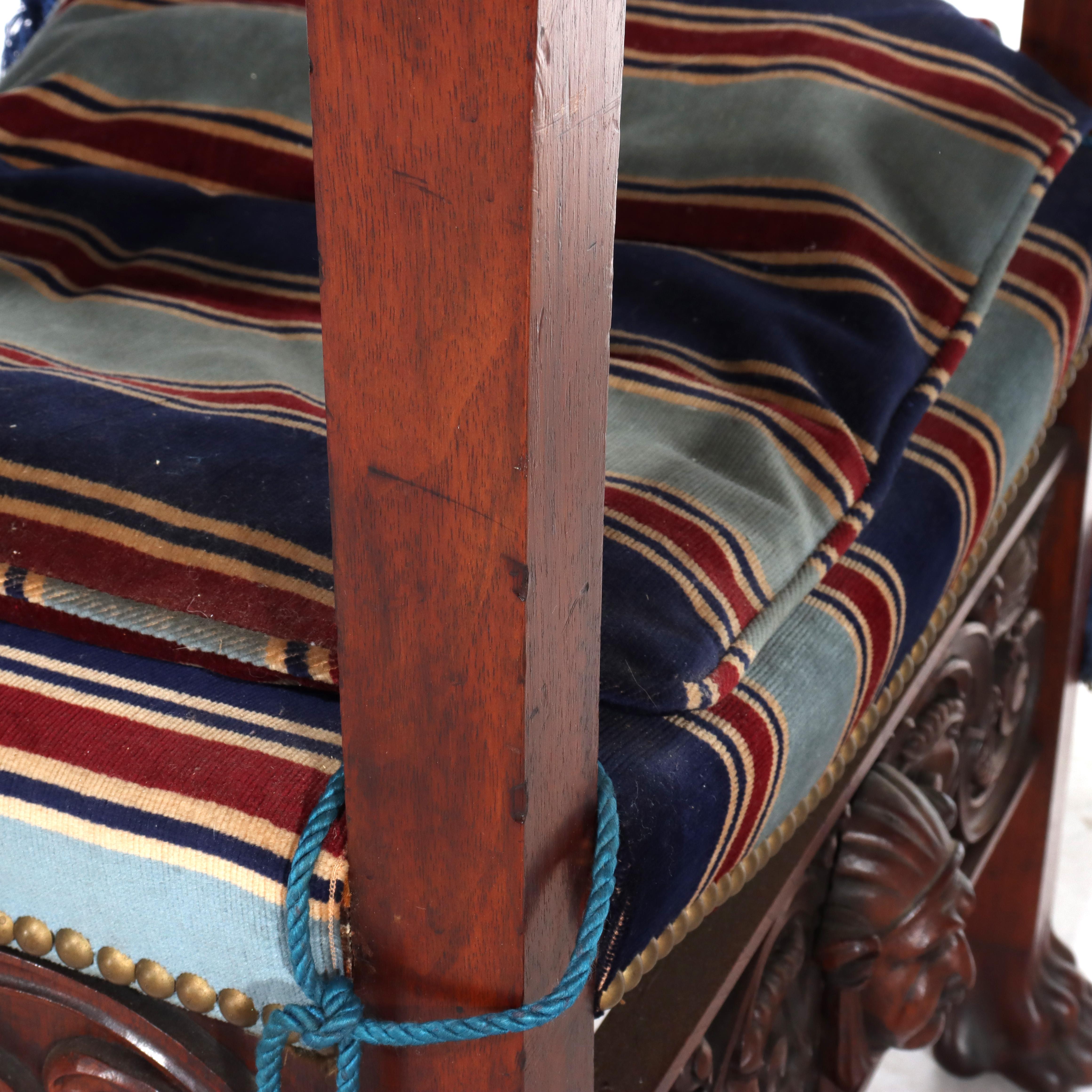 Italian Baroque Figural Carved Walnut Throne Chair C1890 For Sale 15