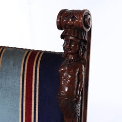 Italian Baroque Figural Carved Walnut Throne Chair C1890