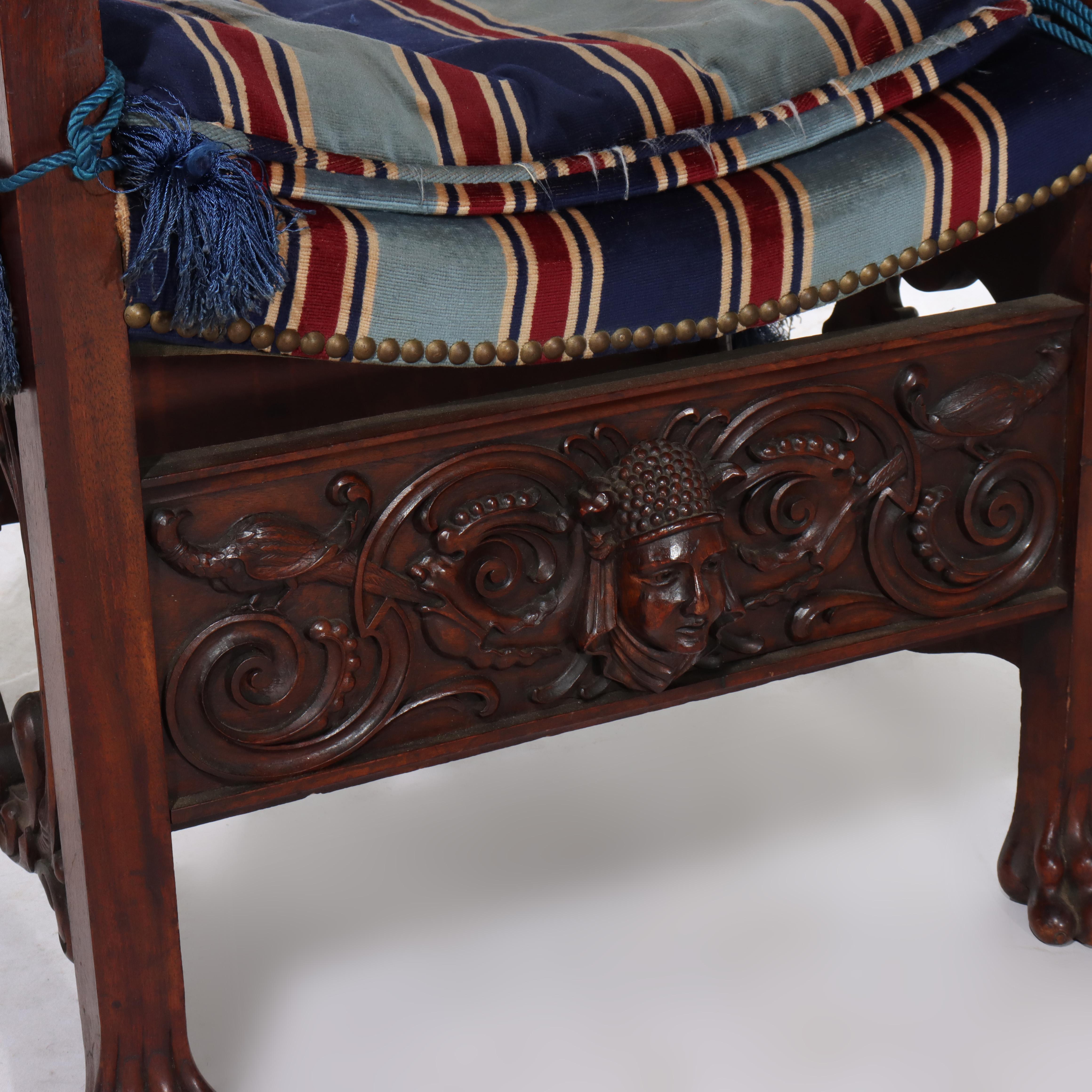 Italian Baroque Figural Carved Walnut Throne Chair C1890 For Sale 5