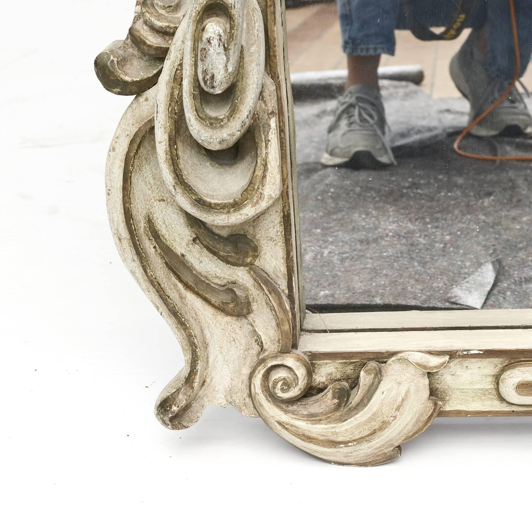 18th Century and Earlier Antique Italian Baroque Frame Mirror C 1680-1720