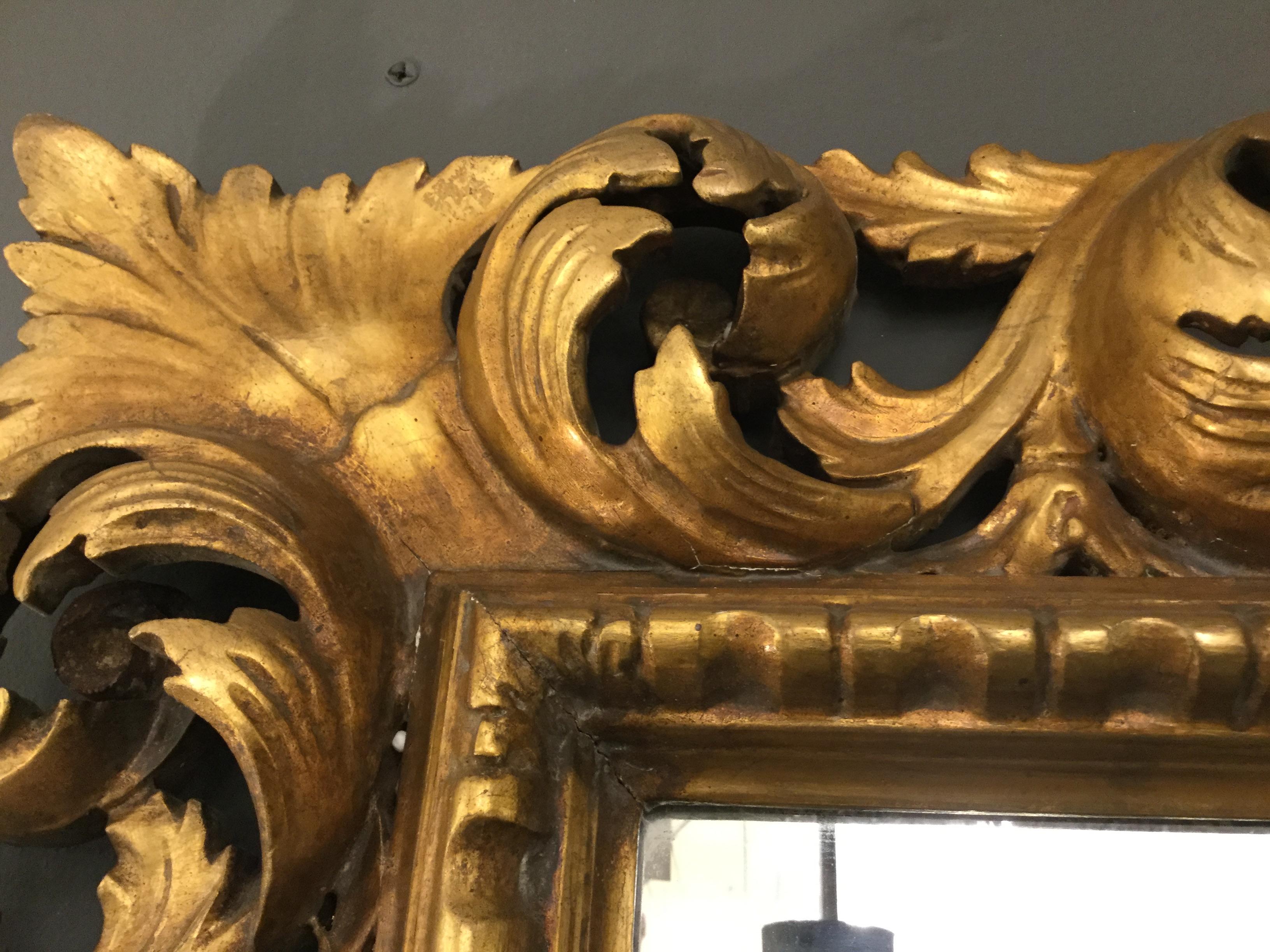 Italian Baroque Full Length Carved and Gilded Mirror, circa 1940 2