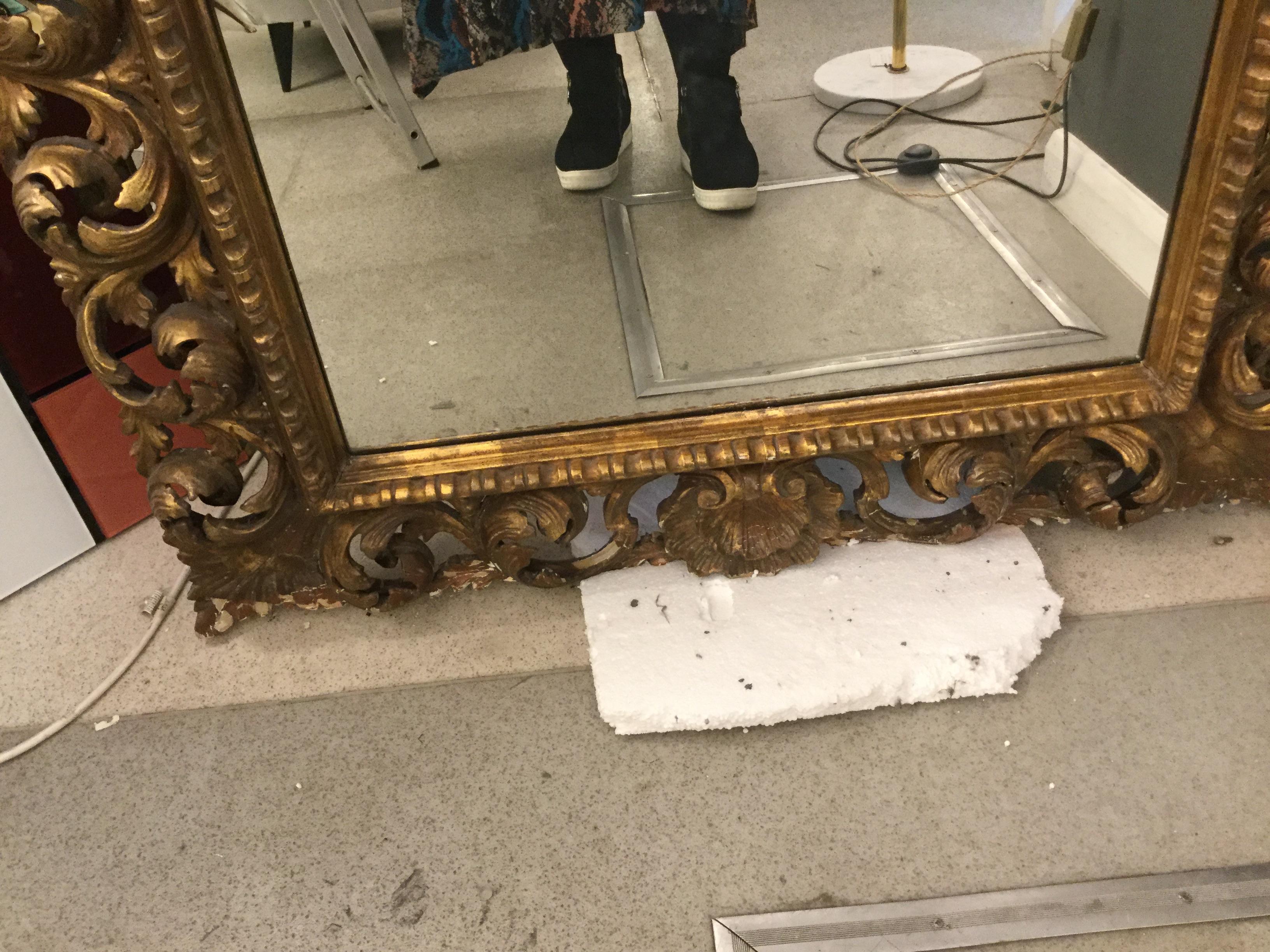 Baroque Revival Italian Baroque Full Length Carved and Gilded Mirror, circa 1940