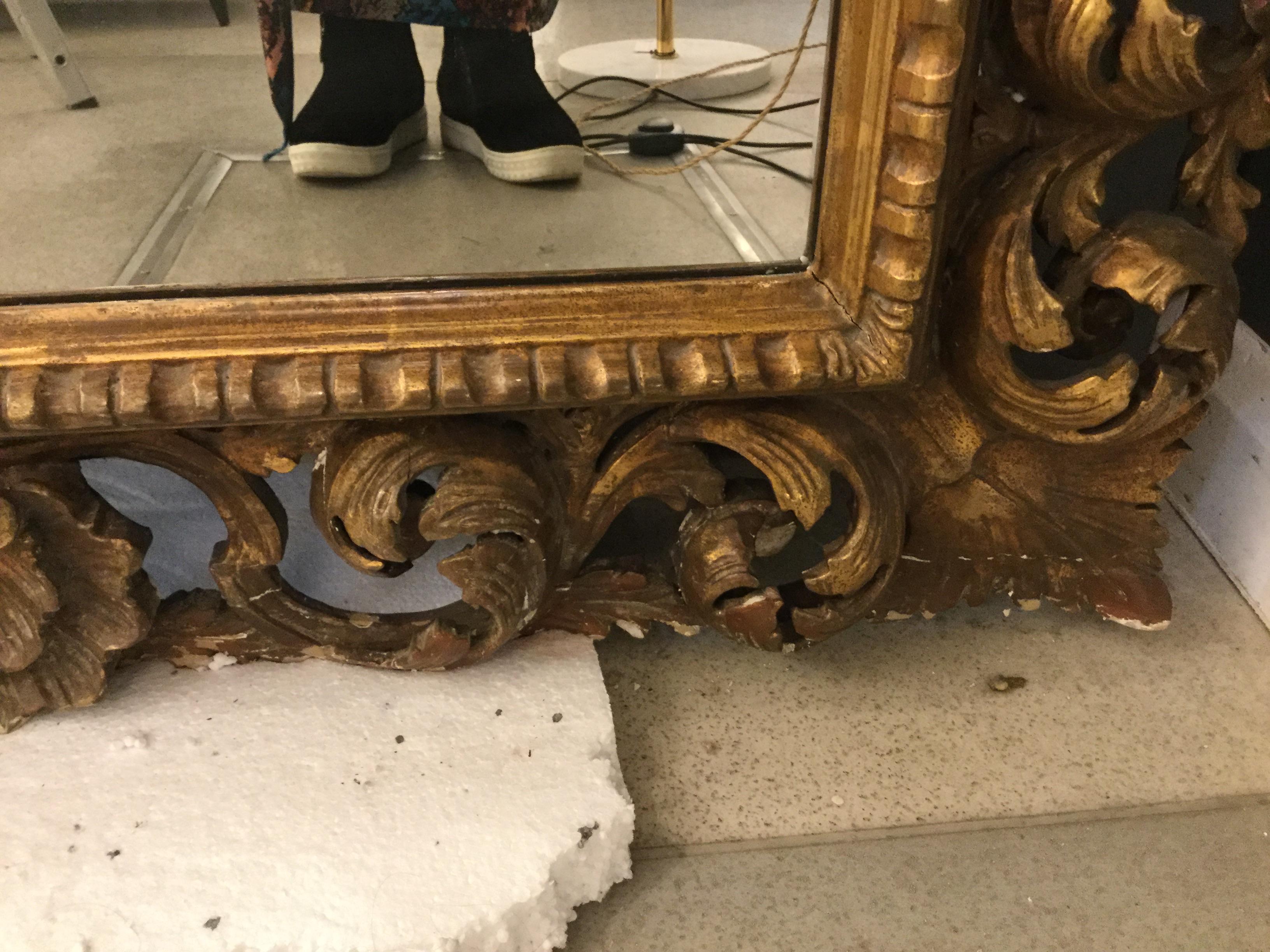 Mid-20th Century Italian Baroque Full Length Carved and Gilded Mirror, circa 1940