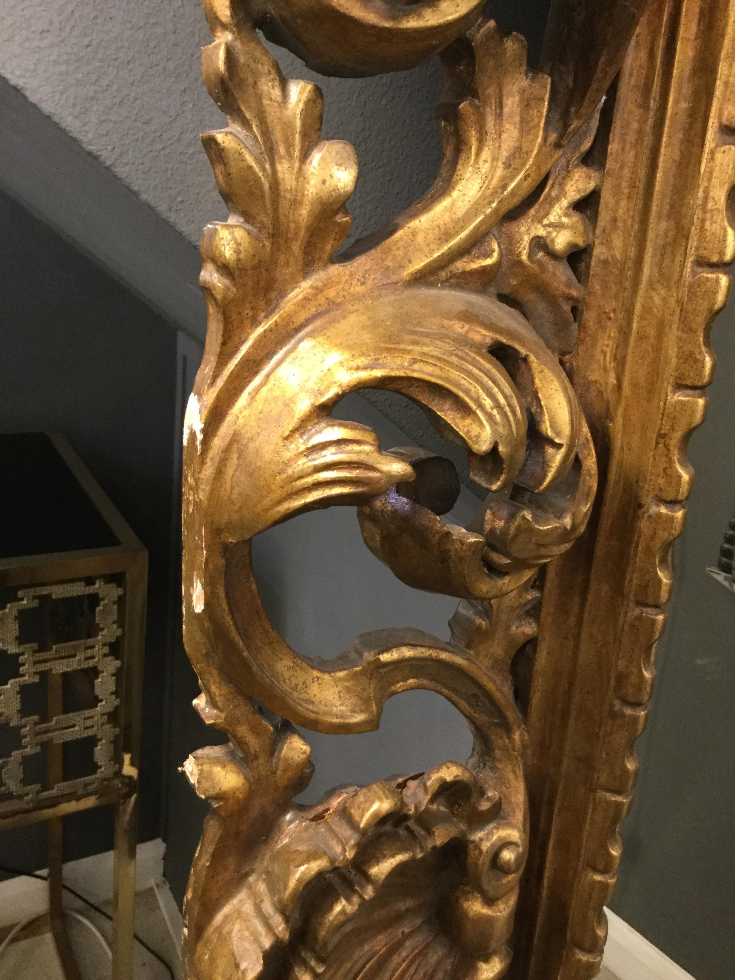 Giltwood Italian Baroque Full Length Carved and Gilded Mirror, circa 1940