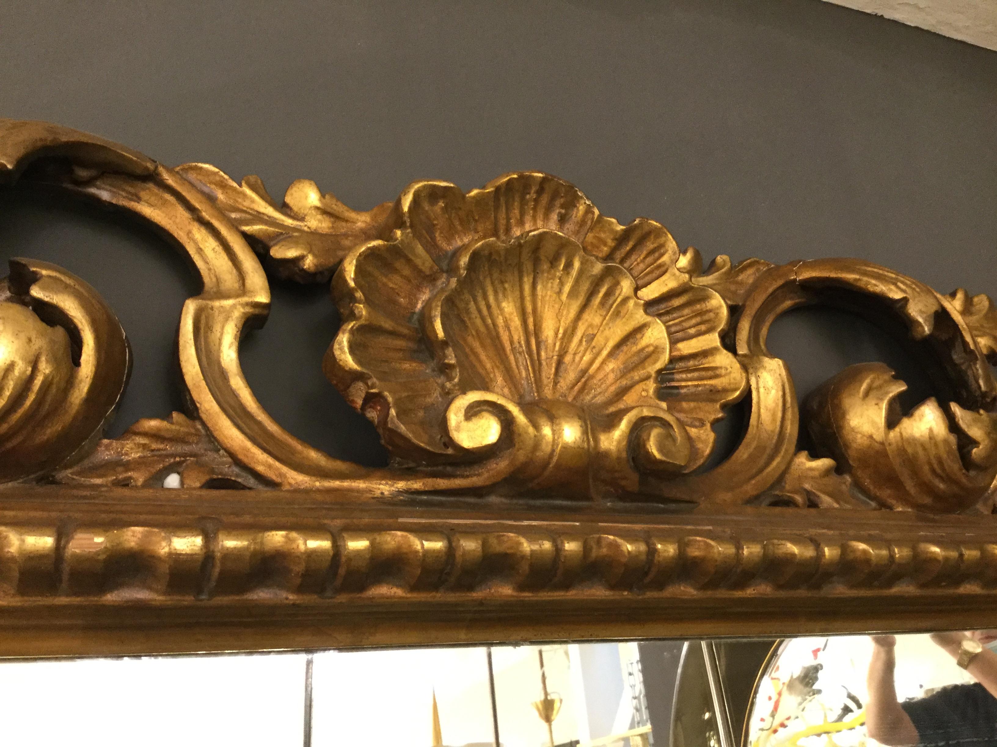 Italian Baroque Full Length Carved and Gilded Mirror, circa 1940 1