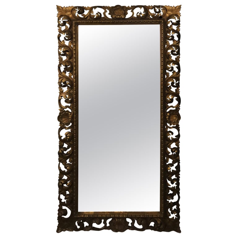 Italian Baroque Full Length Carved and Gilded Mirror, circa 1940 at 1stDibs