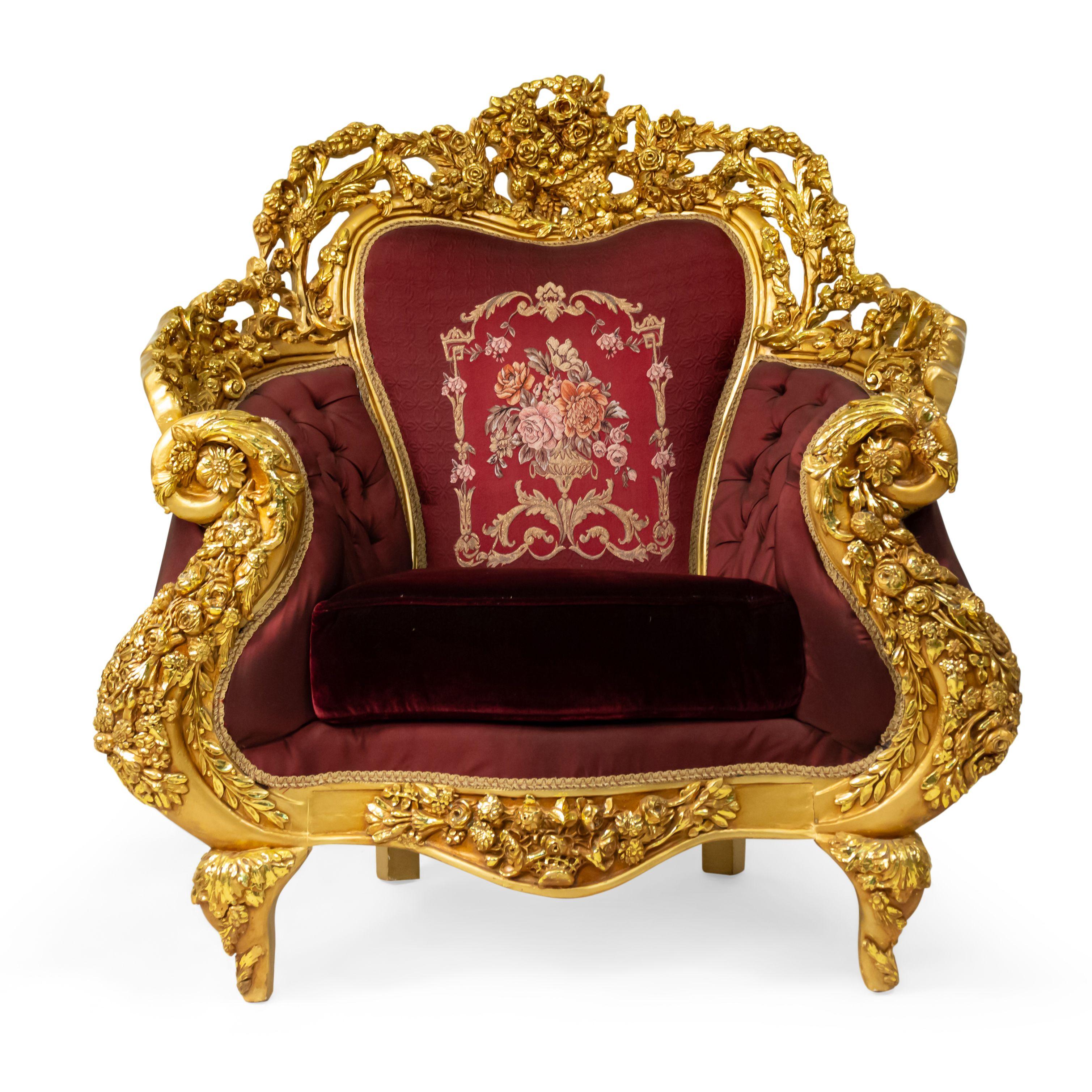 20th Century Italian Baroque Giltwood Armchairs For Sale