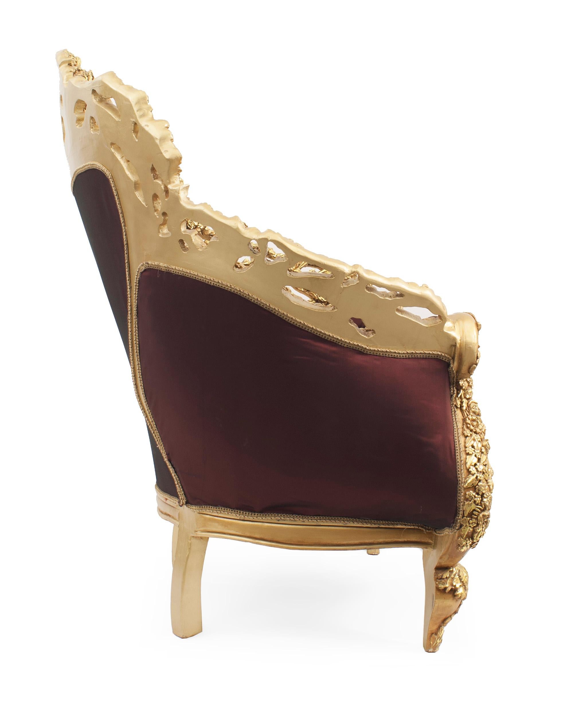 Italian Baroque Giltwood Armchairs For Sale 1