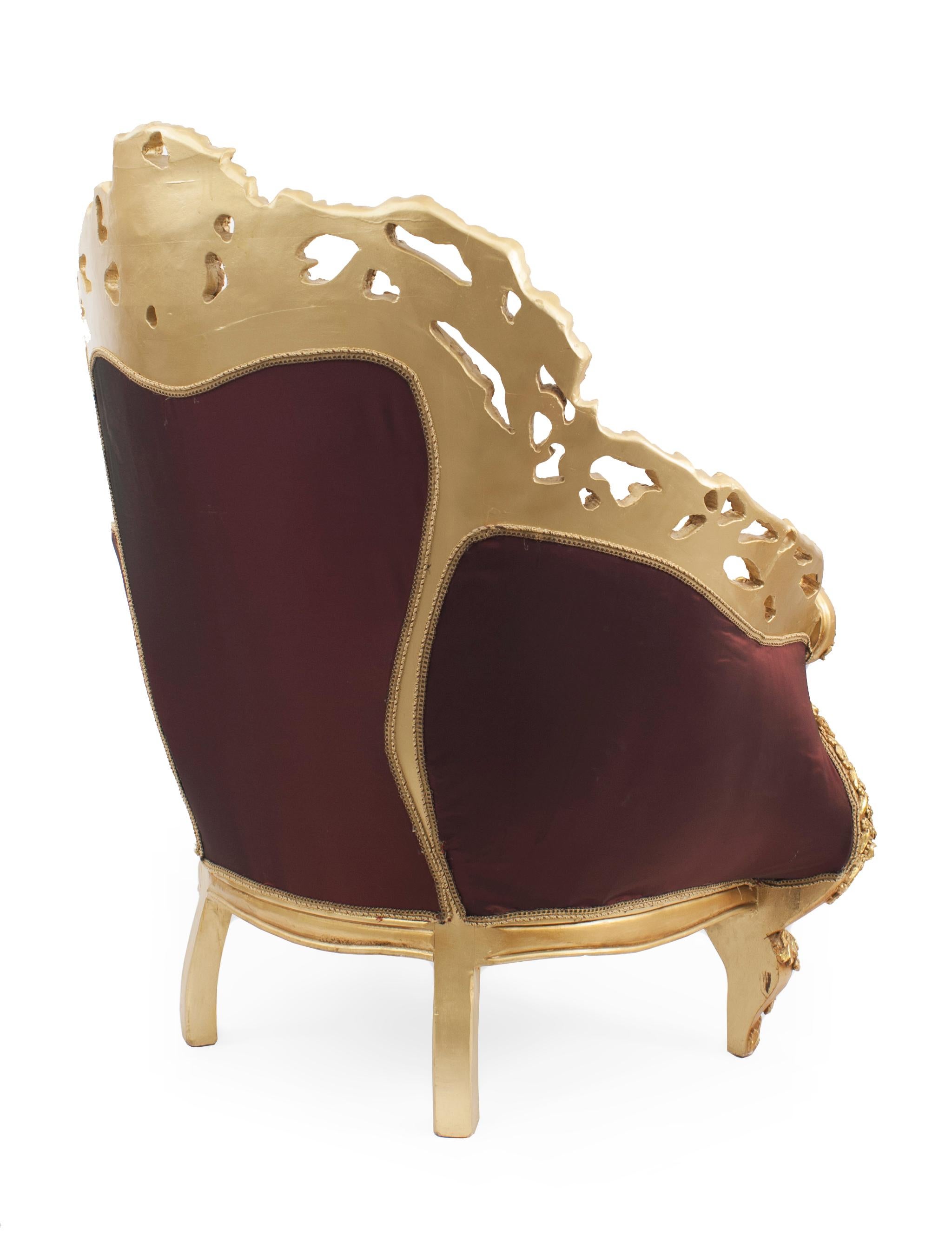 Italian Baroque Giltwood Armchairs For Sale 2