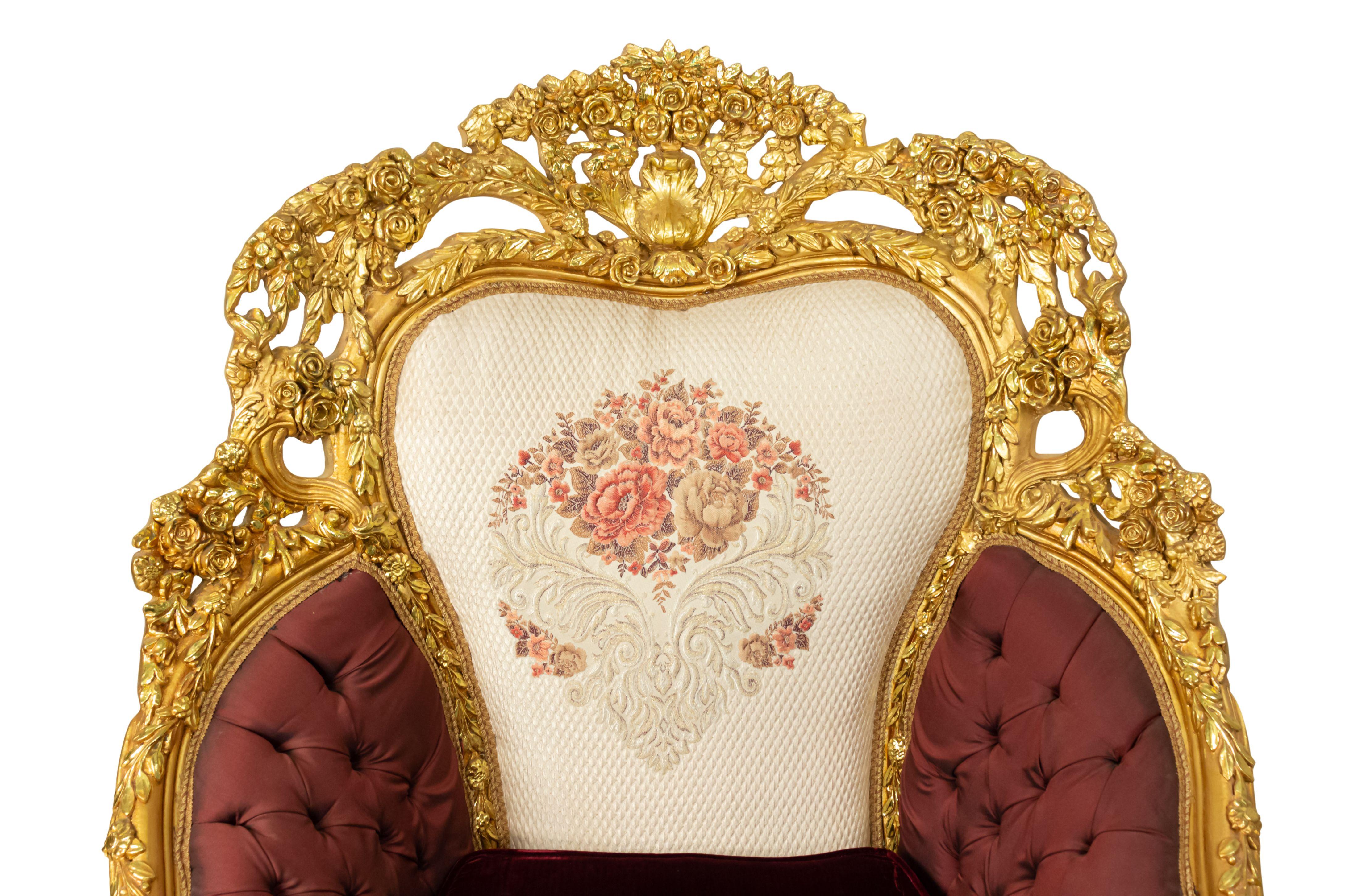 Italian Baroque Giltwood Armchairs For Sale 4