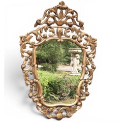 Mid-Century Italian Baroque Style Carved Giltwood Mirror