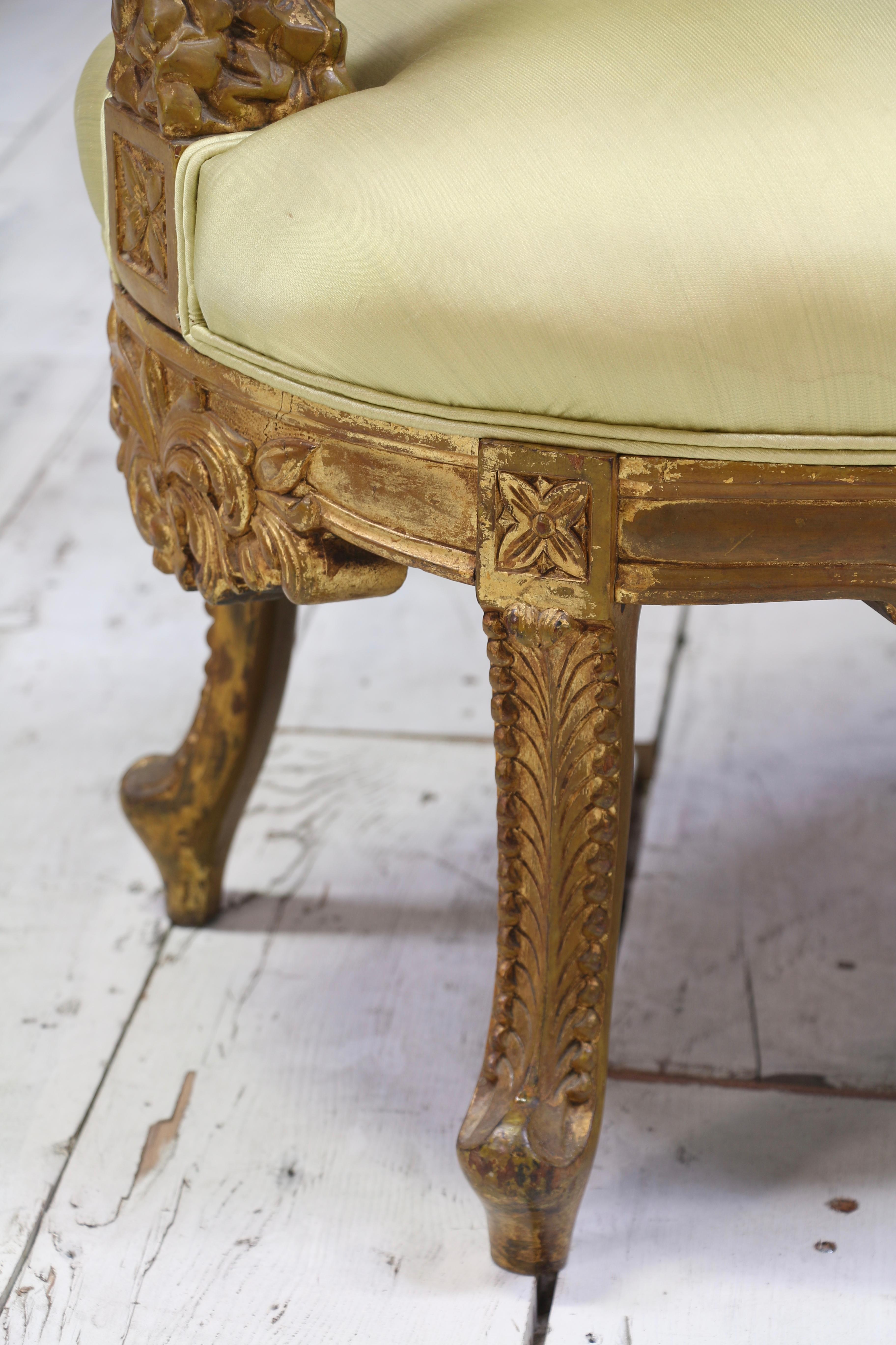 Italian Baroque Giltwood Settee and Side Chair 9