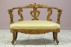 Italian Baroque Giltwood Settee and Side Chair