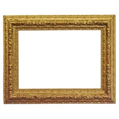 Italian 16x22 inch Baroque Carved Gold Leaf Picture Frame circa 1810