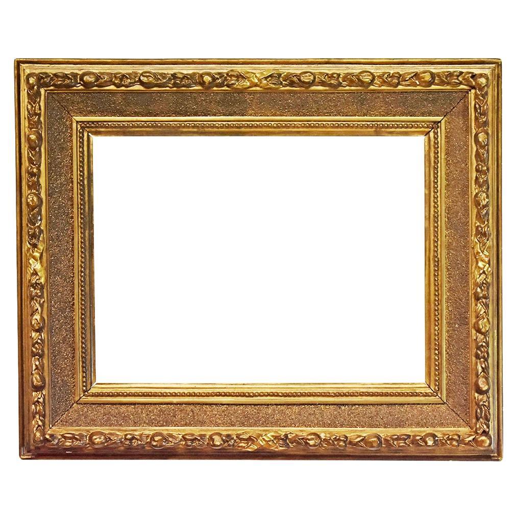 Italian 18x23 inch Baroque Gold Leaf Picture Frame circa 1830 For Sale