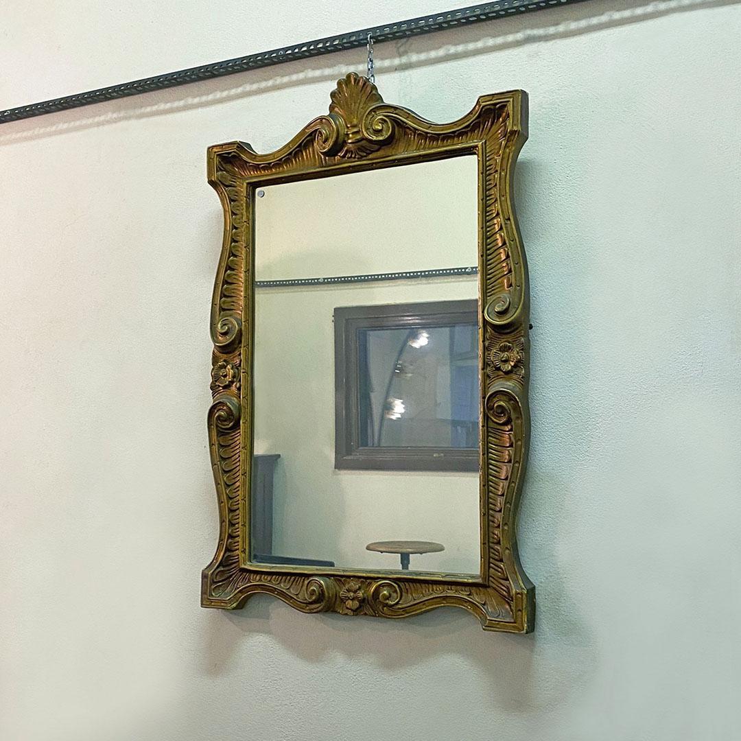 Mid-20th Century Italian Baroque Golden Frame Mirror, 1950s For Sale